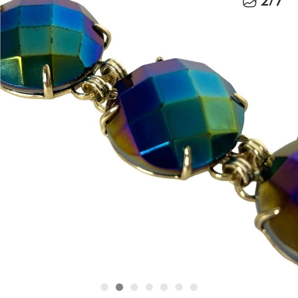 KENDRA SCOTT Iridescent Cobalt Blue Purple Statement Cassie Bracelet Yellow Gold - Picture 2 of 7